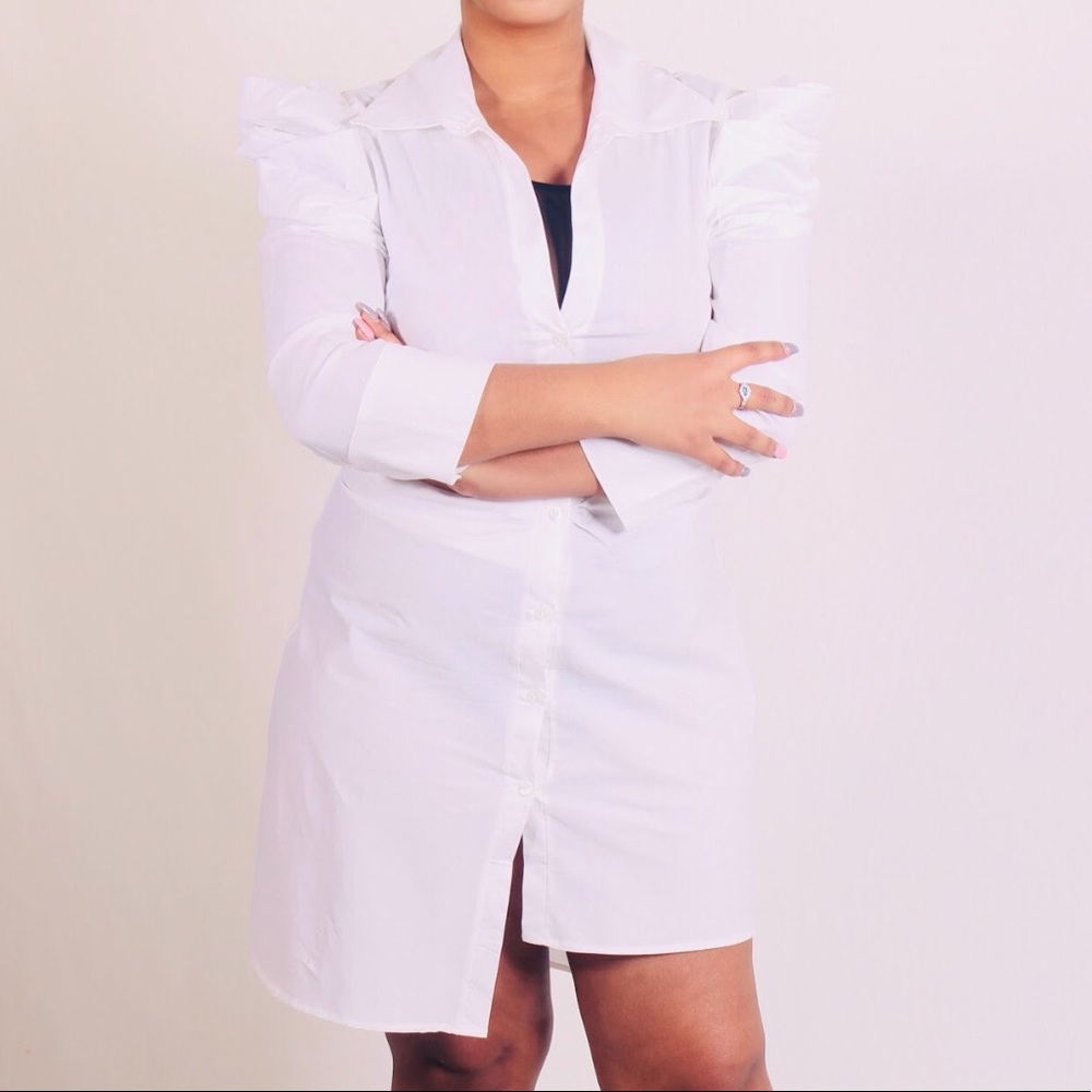 Fashion nova White button up dress